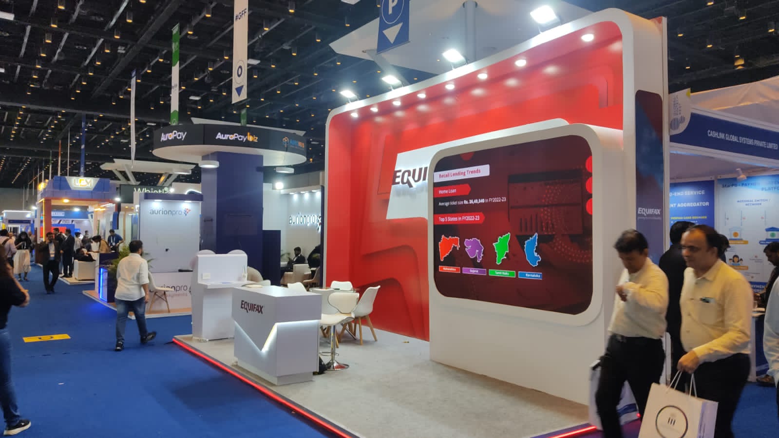 Custom fintech exhibition stall setup by Triangular Dots